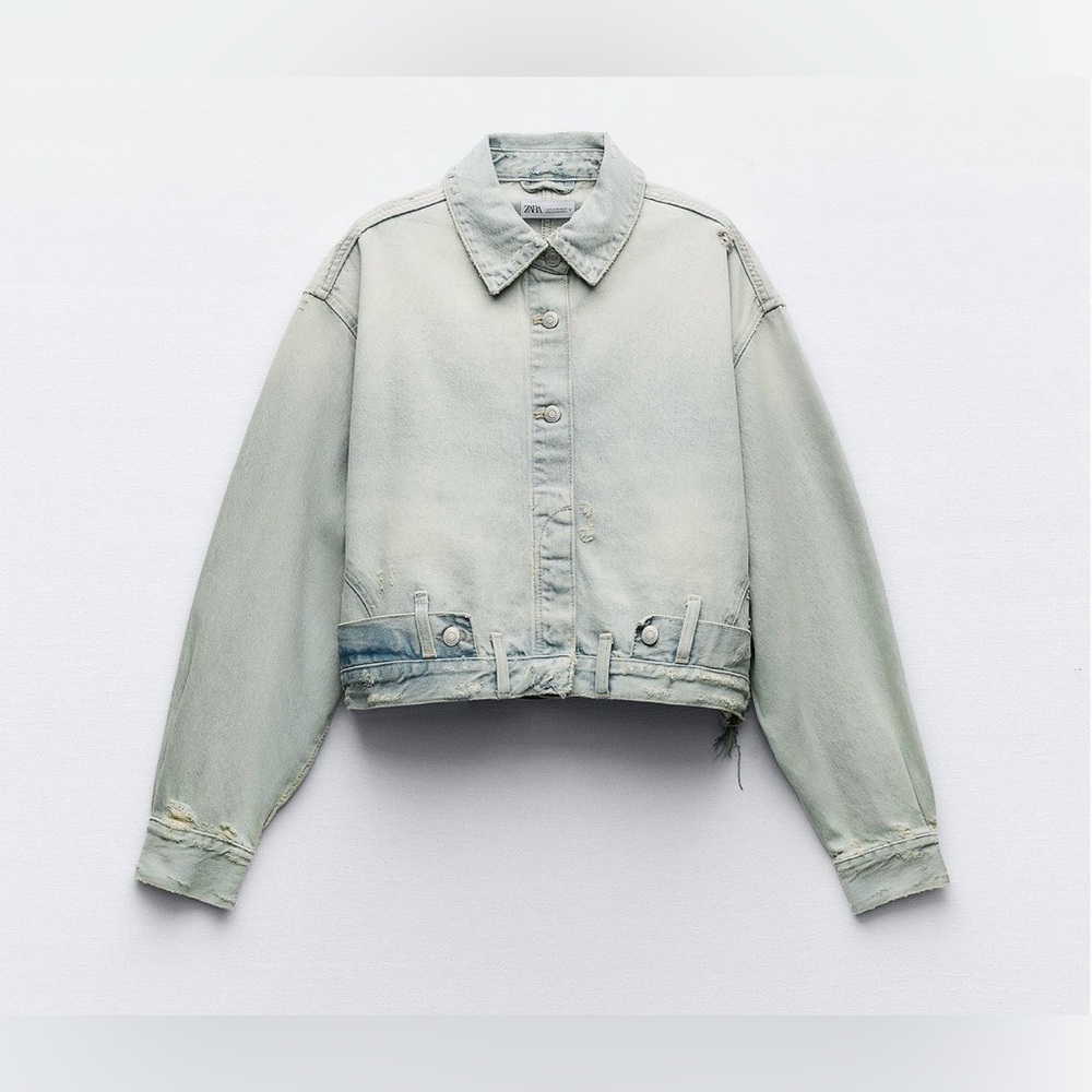 ZARA TRF DENIM JACKET WITH PANT STYLE WAIST L